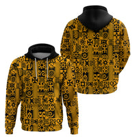 Culture Adinkra Zip Hoodie West African Yellow Art - Wonder Print Shop