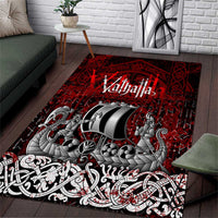 Blood Flows to Valhalla Area Rug Viking Longship Nordic Knotwork - Dark Mythology