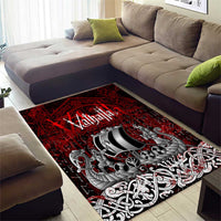 Blood Flows to Valhalla Area Rug Viking Longship Nordic Knotwork - Dark Mythology