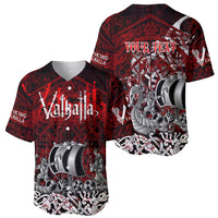 Blood Flows to Valhalla Baseball Jersey Viking Longship Nordic Knotwork - Dark Mythology