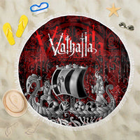 Blood Flows to Valhalla Beach Blanket Viking Longship Nordic Knotwork - Dark Mythology