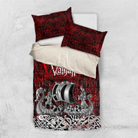 Blood Flows to Valhalla Bedding Set Viking Longship Nordic Knotwork - Dark Mythology