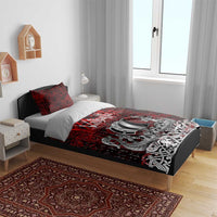 Blood Flows to Valhalla Bedding Set Viking Longship Nordic Knotwork - Dark Mythology