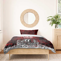 Blood Flows to Valhalla Bedding Set Viking Longship Nordic Knotwork - Dark Mythology