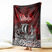 Blood Flows to Valhalla Blanket Viking Longship Nordic Knotwork - Dark Mythology