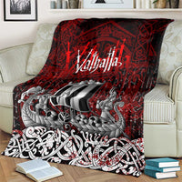 Blood Flows to Valhalla Blanket Viking Longship Nordic Knotwork - Dark Mythology
