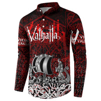 Blood Flows to Valhalla Button Sweatshirt Viking Longship Nordic Knotwork - Dark Mythology