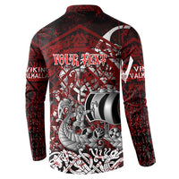 Blood Flows to Valhalla Button Sweatshirt Viking Longship Nordic Knotwork - Dark Mythology