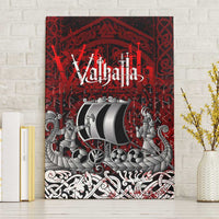 Blood Flows to Valhalla Canvas Wall Art Viking Longship Nordic Knotwork - Dark Mythology