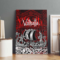 Blood Flows to Valhalla Canvas Wall Art Viking Longship Nordic Knotwork - Dark Mythology