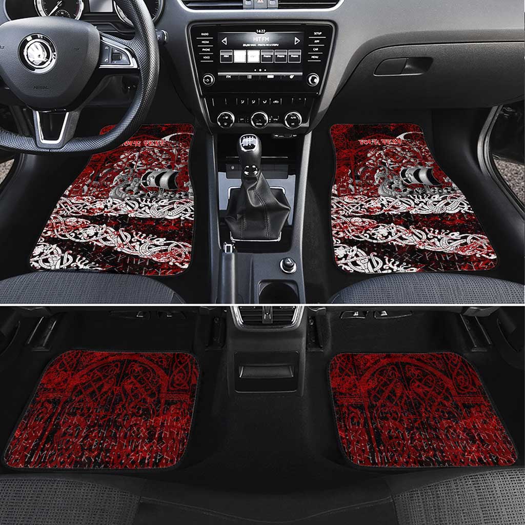 Blood Flows to Valhalla Car Mats Viking Longship Nordic Knotwork - Dark Mythology