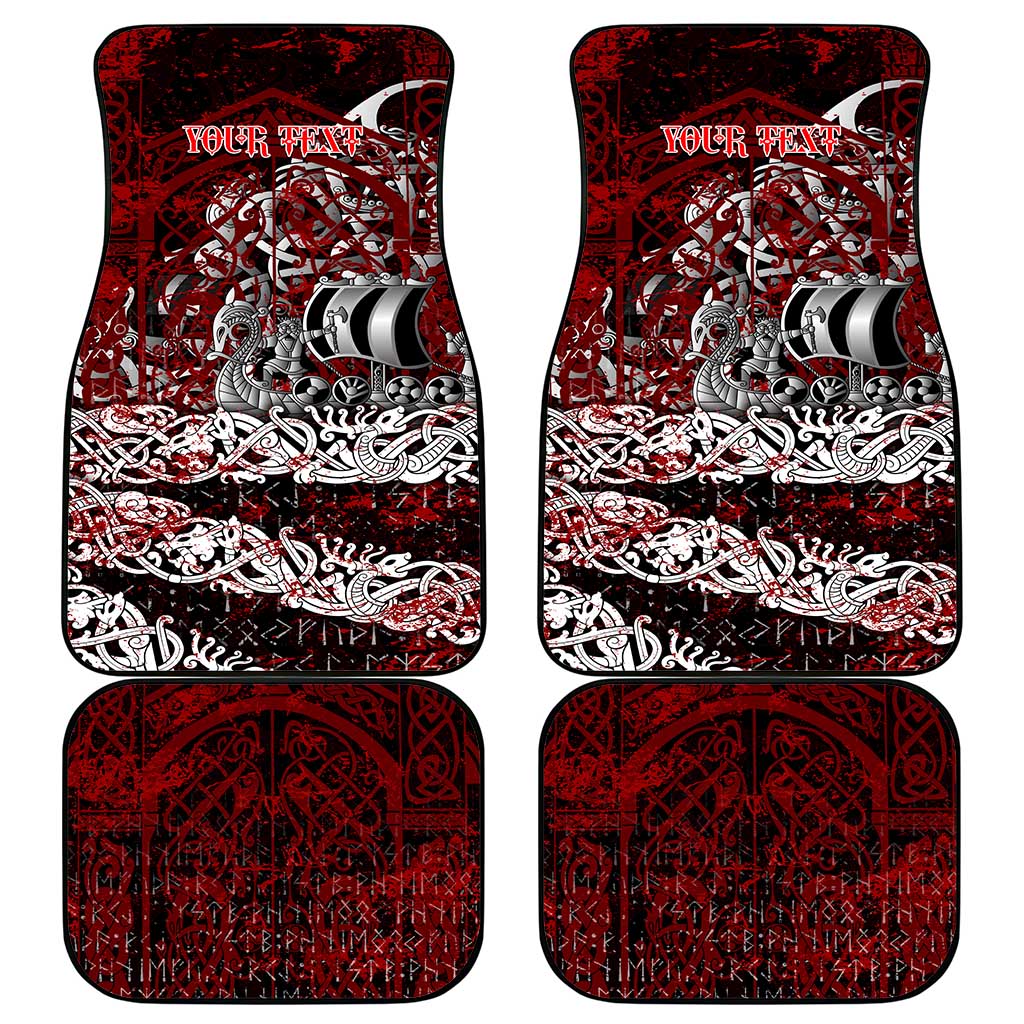 Blood Flows to Valhalla Car Mats Viking Longship Nordic Knotwork - Dark Mythology