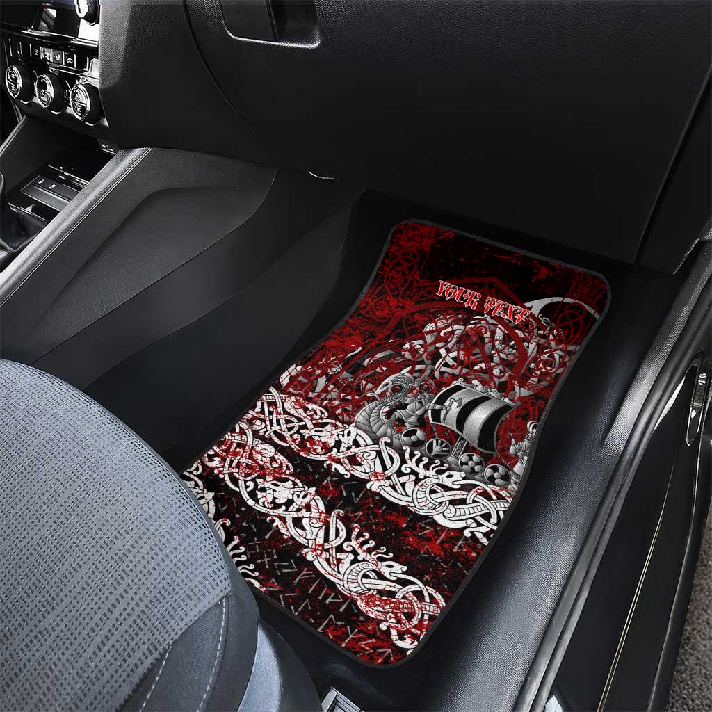 Blood Flows to Valhalla Car Mats Viking Longship Nordic Knotwork - Dark Mythology