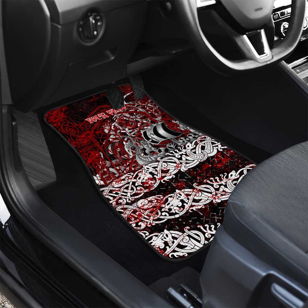 Blood Flows to Valhalla Car Mats Viking Longship Nordic Knotwork - Dark Mythology