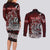 Blood Flows to Valhalla Couples Matching Long Sleeve Bodycon Dress and Long Sleeve Button Shirt Viking Longship Nordic Knotwork - Dark Mythology