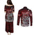 Blood Flows to Valhalla Couples Matching Puletasi and Long Sleeve Button Shirt Viking Longship Nordic Knotwork - Dark Mythology