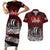 Blood Flows to Valhalla Couples Matching Short Sleeve Bodycon Dress and Hawaiian Shirt Viking Longship Nordic Knotwork - Dark Mythology