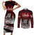 Blood Flows to Valhalla Couples Matching Short Sleeve Bodycon Dress and Long Sleeve Button Shirt Viking Longship Nordic Knotwork - Dark Mythology