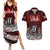 Blood Flows to Valhalla Couples Matching Summer Maxi Dress and Hawaiian Shirt Viking Longship Nordic Knotwork - Dark Mythology