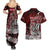 Blood Flows to Valhalla Couples Matching Summer Maxi Dress and Hawaiian Shirt Viking Longship Nordic Knotwork - Dark Mythology