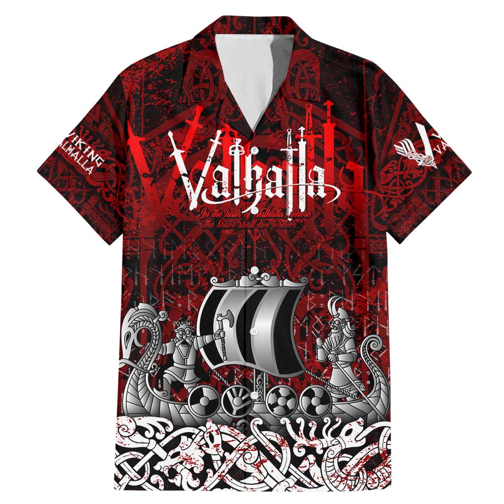 Blood Flows to Valhalla Family Matching Mermaid Dress and Hawaiian Shirt Viking Longship Nordic Knotwork - Dark Mythology