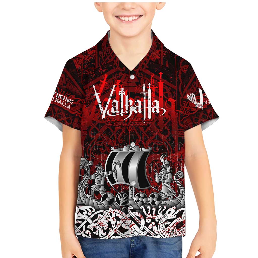 Blood Flows to Valhalla Family Matching Mermaid Dress and Hawaiian Shirt Viking Longship Nordic Knotwork - Dark Mythology