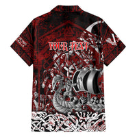 Blood Flows to Valhalla Family Matching Off The Shoulder Long Sleeve Dress and Hawaiian Shirt Viking Longship Nordic Knotwork - Dark Mythology