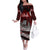 Blood Flows to Valhalla Family Matching Off The Shoulder Long Sleeve Dress and Hawaiian Shirt Viking Longship Nordic Knotwork - Dark Mythology