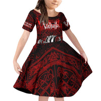 Blood Flows to Valhalla Family Matching Off Shoulder Short Dress and Hawaiian Shirt Viking Longship Nordic Knotwork - Dark Mythology