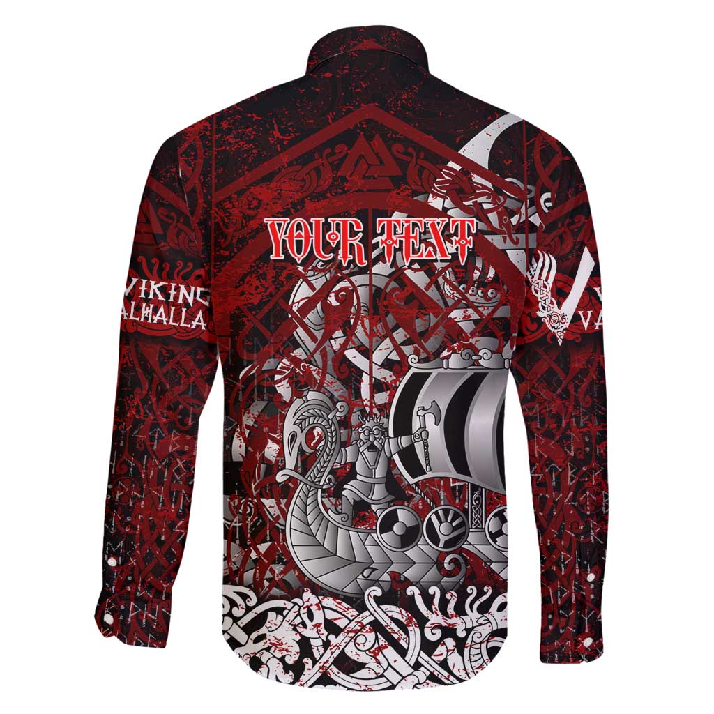 Blood Flows to Valhalla Family Matching Off Shoulder Short Dress and Hawaiian Shirt Viking Longship Nordic Knotwork - Dark Mythology