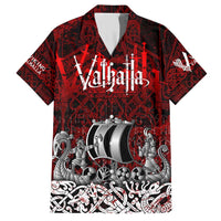 Blood Flows to Valhalla Family Matching Short Sleeve Bodycon Dress and Hawaiian Shirt Viking Longship Nordic Knotwork - Dark Mythology