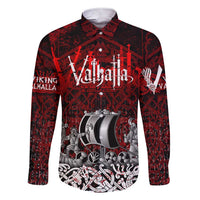 Blood Flows to Valhalla Family Matching Short Sleeve Bodycon Dress and Hawaiian Shirt Viking Longship Nordic Knotwork - Dark Mythology