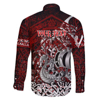 Blood Flows to Valhalla Family Matching Short Sleeve Bodycon Dress and Hawaiian Shirt Viking Longship Nordic Knotwork - Dark Mythology