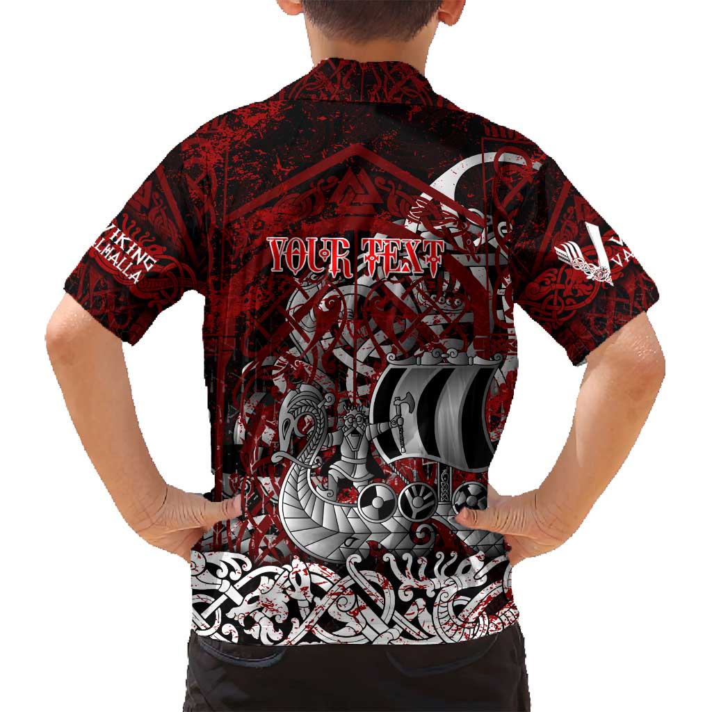 Blood Flows to Valhalla Family Matching Summer Maxi Dress and Hawaiian Shirt Viking Longship Nordic Knotwork - Dark Mythology
