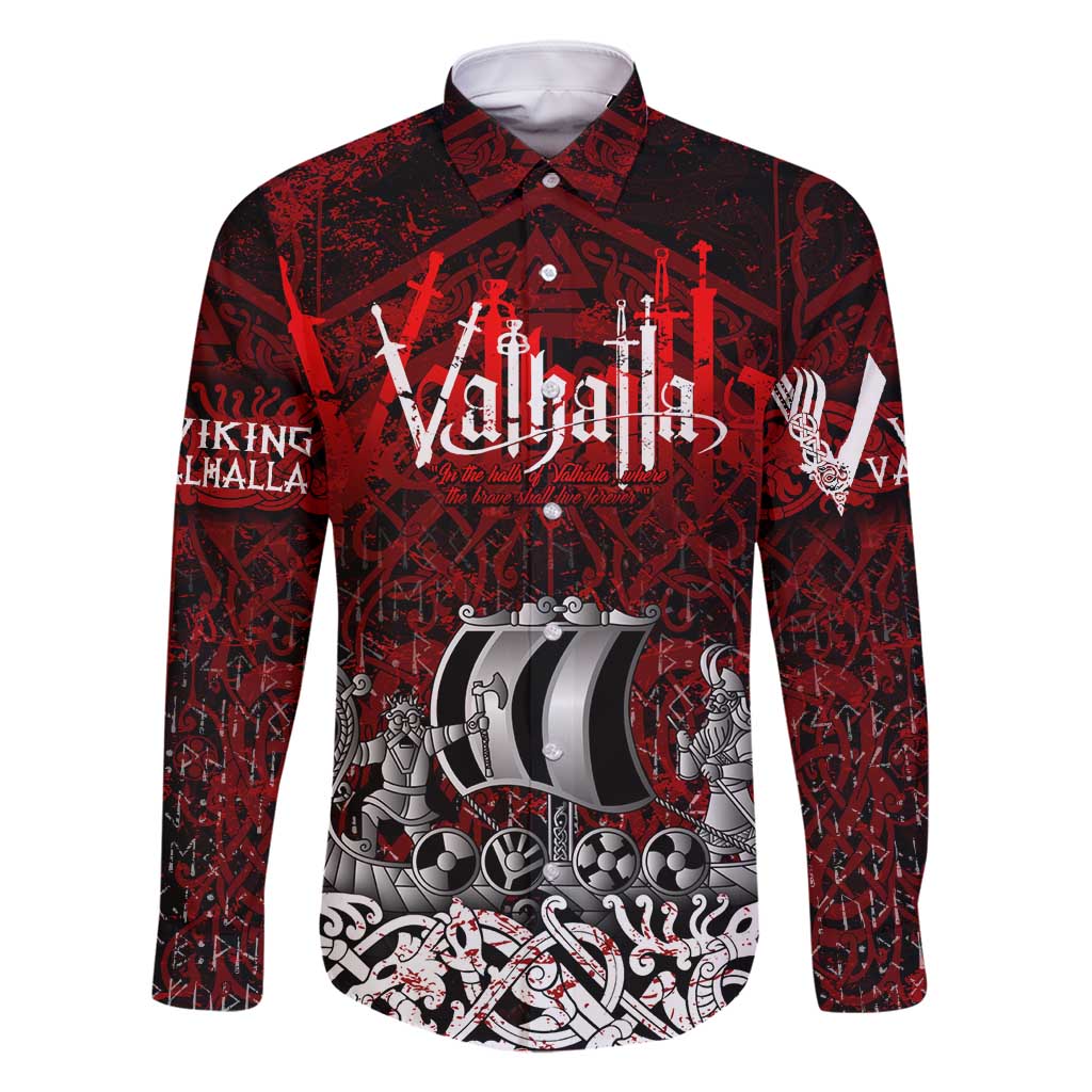 Blood Flows to Valhalla Family Matching Summer Maxi Dress and Hawaiian Shirt Viking Longship Nordic Knotwork - Dark Mythology