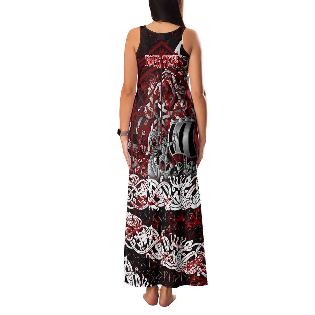 Blood Flows to Valhalla Family Matching Tank Maxi Dress and Hawaiian Shirt Viking Longship Nordic Knotwork - Dark Mythology