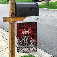Blood Flows to Valhalla Garden Flag Viking Longship Nordic Knotwork - Dark Mythology