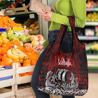 Blood Flows to Valhalla Grocery Bag Viking Longship Nordic Knotwork - Dark Mythology