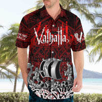Blood Flows to Valhalla Hawaiian Shirt Viking Longship Nordic Knotwork - Dark Mythology