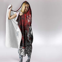 Blood Flows to Valhalla Hooded Blanket Viking Longship Nordic Knotwork - Dark Mythology