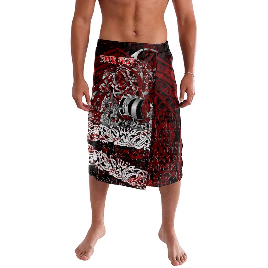 Blood Flows to Valhalla Lavalava Viking Longship Nordic Knotwork - Dark Mythology