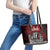 Blood Flows to Valhalla Leather Tote Bag Viking Longship Nordic Knotwork - Dark Mythology