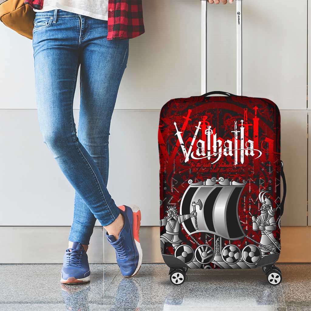 Blood Flows to Valhalla Luggage Cover Viking Longship Nordic Knotwork - Dark Mythology