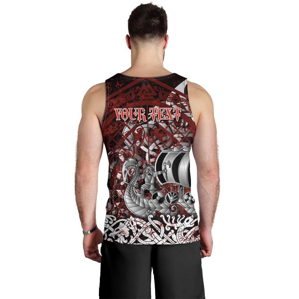 Blood Flows to Valhalla Men Tank Top Viking Longship Nordic Knotwork - Dark Mythology