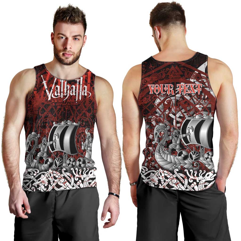 Blood Flows to Valhalla Men Tank Top Viking Longship Nordic Knotwork - Dark Mythology