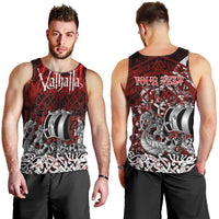 Blood Flows to Valhalla Men Tank Top Viking Longship Nordic Knotwork - Dark Mythology