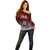 Blood Flows to Valhalla Off Shoulder Sweater Viking Longship Nordic Knotwork - Dark Mythology