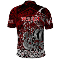 Blood Flows to Valhalla Polo Shirt Viking Longship Nordic Knotwork - Dark Mythology