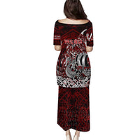 Blood Flows to Valhalla Puletasi Viking Longship Nordic Knotwork - Dark Mythology