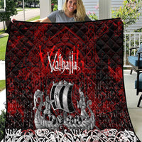 Blood Flows to Valhalla Quilt Viking Longship Nordic Knotwork - Dark Mythology